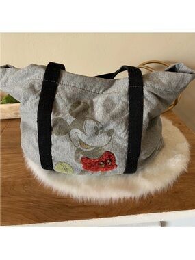 Disney Parks Authentic Mickey Mouse Fabric Tote Purse Bag. Zipper Closure EUC.